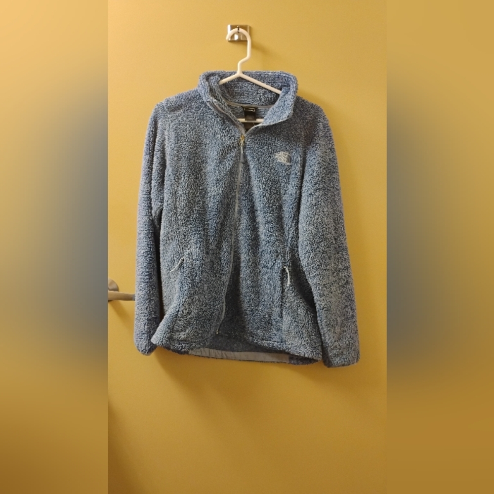 The North Face Women's Blue Fleece Fuzzy Full Zip Jacket Sz L